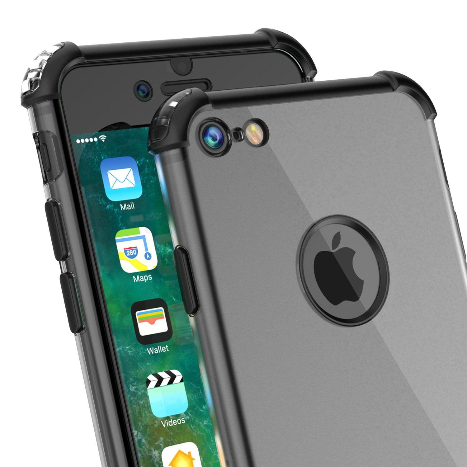 iPhone 8 Case, Punkcase [BLAZE Black SERIES] Protective Cover W/ PunkShield Screen Protector