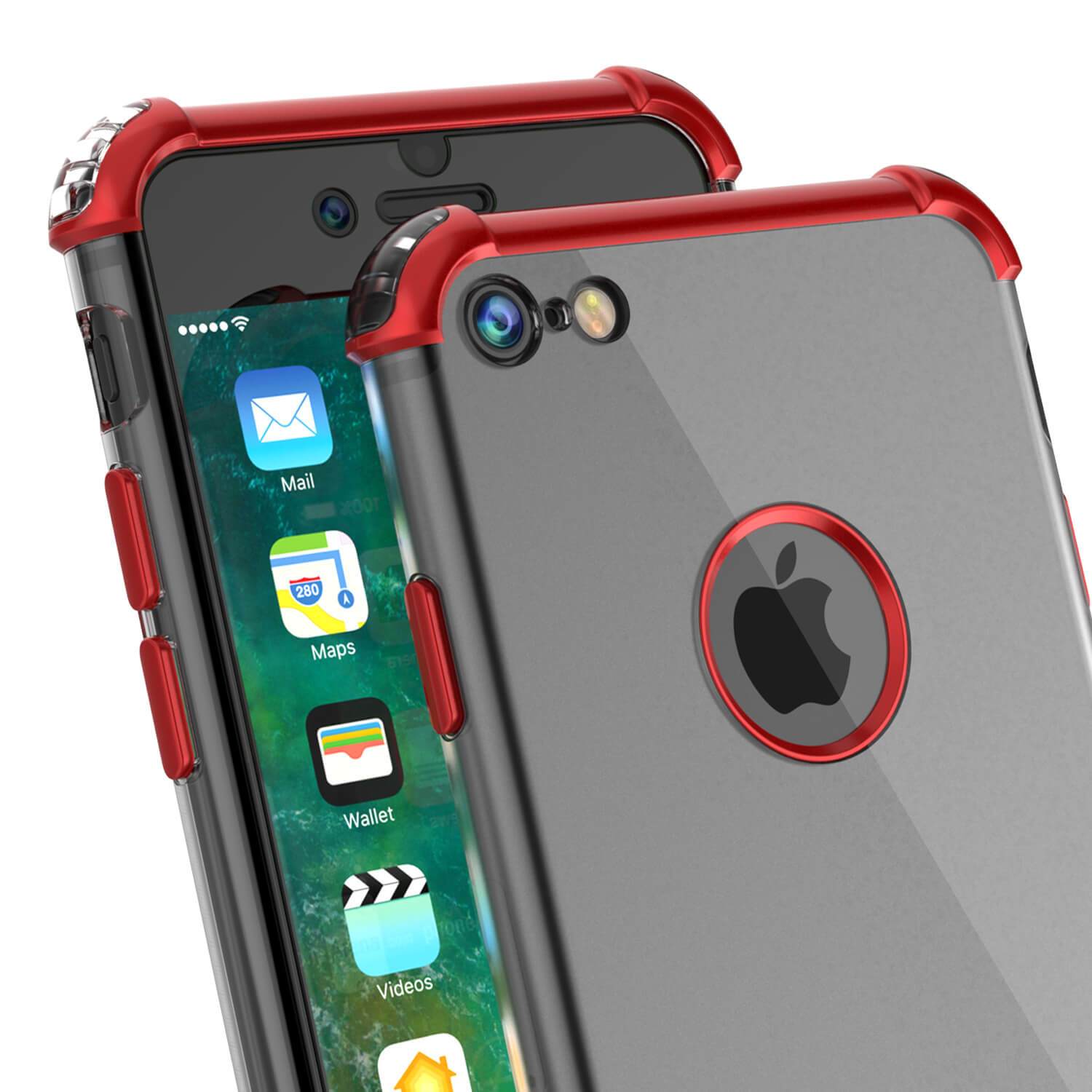 iPhone 7 Case, Punkcase [BLAZE Red SERIES] Protective Cover W/ PunkShield Screen Protector