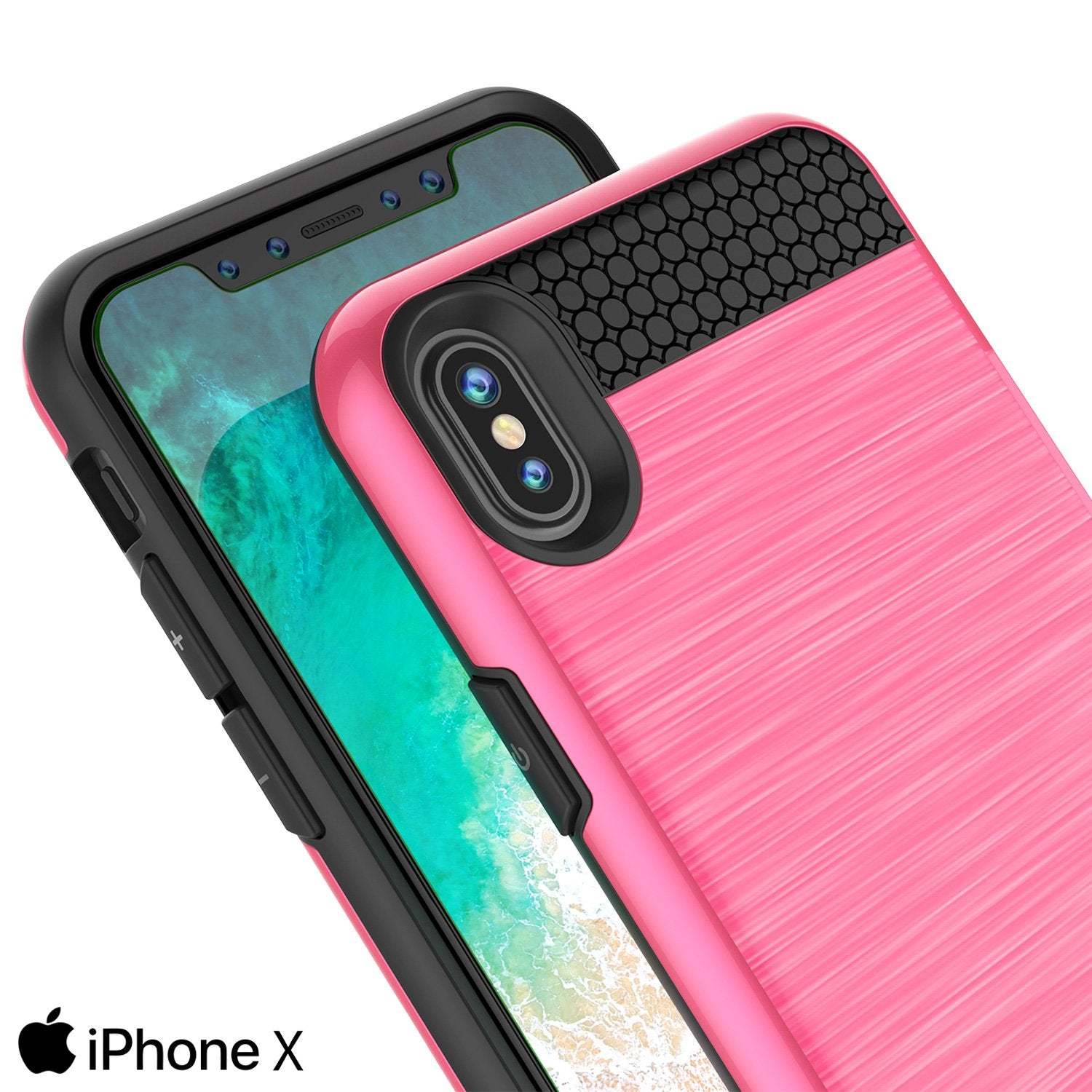 iPhone X Case, PUNKcase [SLOT Series] Slim Fit Dual-Layer Armor Cover [Pink]