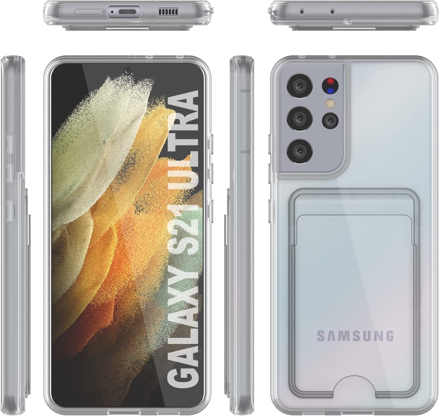 Galaxy S24 Ultra Card Holder Case [Crystal CardSlot Series] [Slim Fit] [Grey]